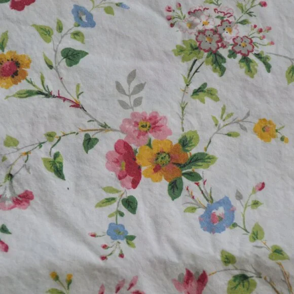 Vintage Ralph Lauren White Floral QUEEN FLAT SHEET 100% Cotton PAKISTAN - Picture 2 of 5